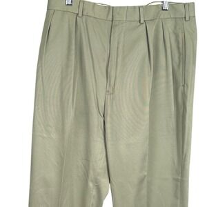 Polo Ralph Lauren Mens Pleated Cuffed Dress Pants Olive Green 36/32 RN 41381